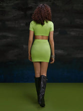 Women Cartoon Character & Letter Printed Crop Top And Skirt Set For Summer